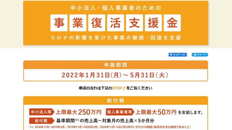 事業復活支援金のログインページがずっと「アクセスしようとしたページは表示できませんでした」になって確認ができません→事後報告→アクセスできました